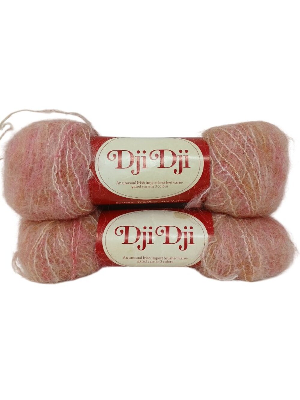 2 Skeins Berroco Dji Dji Brushed Wool Viscose Yarn Varigated Pink Imported #I-7